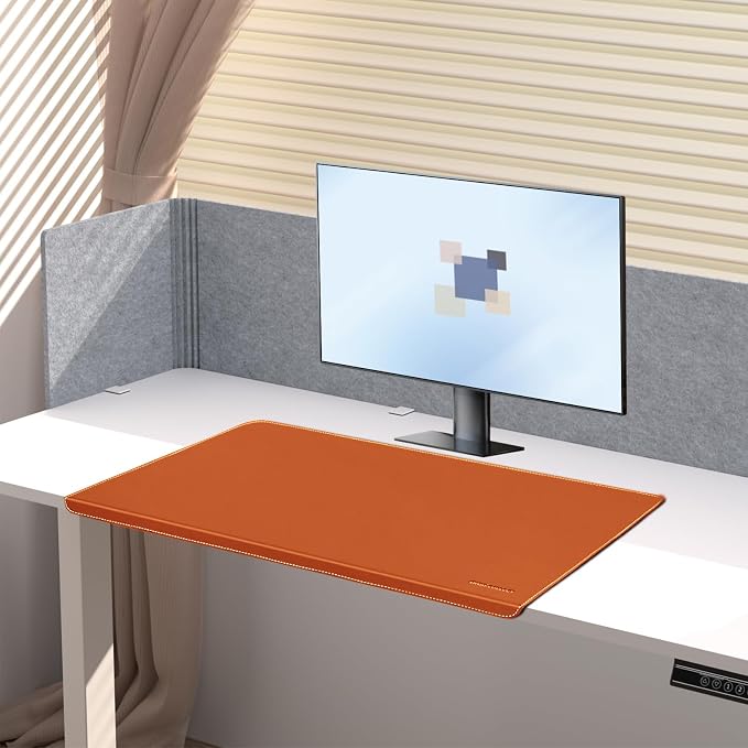Desk Mat with Lip & Reinforced Stitched Edge|Non-Slip Waterproof PU Leather by ERGOCOLLECT