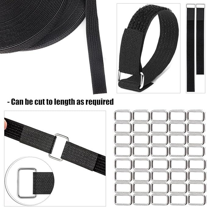 2 Rolls 32.2ft 1 Inch Wide Cable Ties, Jumpso Adjustable Fastening Zip Ties - Image 2