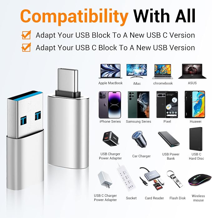   USB to USB C Adapter, USB C Male to USB 3.0 Female - Image 2