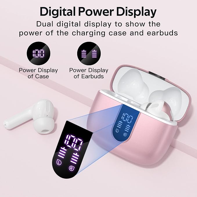 TAGRY Bluetooth Headphones True Wireless Earbuds 60H Playback LED Power Display - Image 2