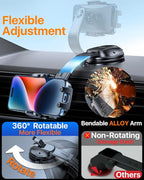 HTU Upgraded Strongest Suction Car Phone Holder Bendable Arm, Never Block View - Image 4