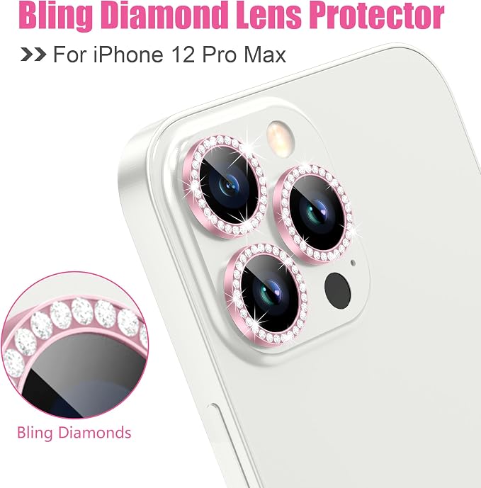 AGVEE 3+3 6 Pack for iPhone 12 Pro Max 6.7" Camera Lens Cover Protector - Image 4