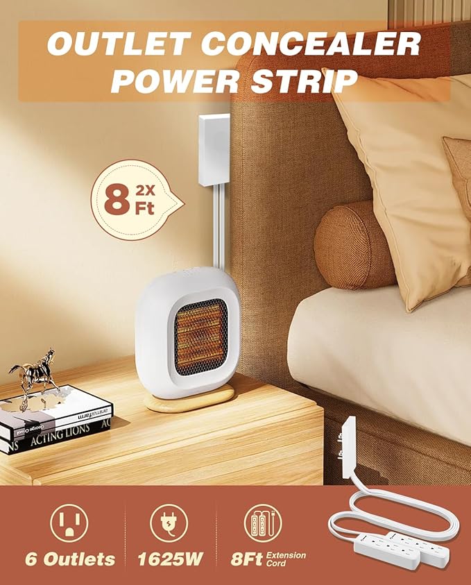 Saker Outlet Cover Extension Cord | 8ft Flat Extension Cord - Image 3