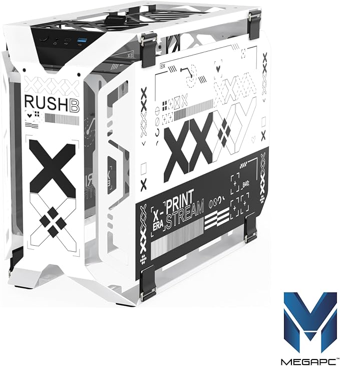 MegaPC X-Era Open-Frame Mid-Tower Micro-ATX/Mini-ITX Gaming Case – Tempered - Image 3