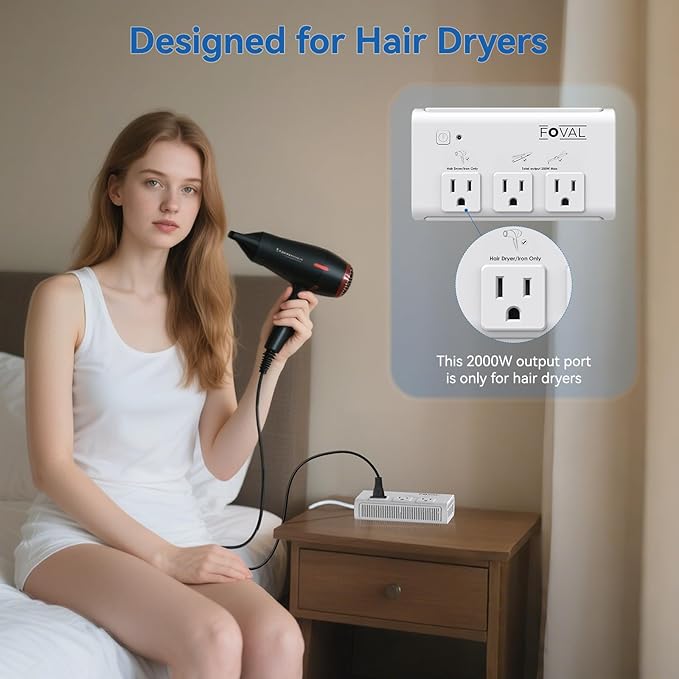 220V to 110V Travel Voltage Converter, FOVAL 2000W International Power Converter - Image 2
