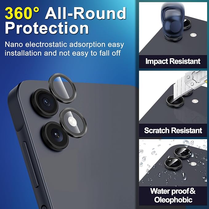 for Samsung Galaxy A06 Camera Lens Protector, Individual Metal Ring Tempered - Image 3