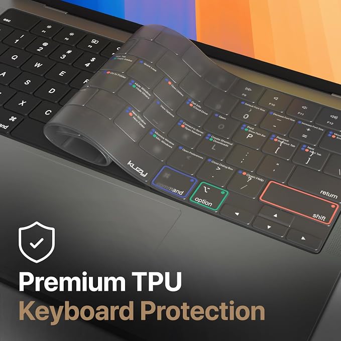 Kuzy MacOS Shortcut for MacBook Pro 14 inch Keyboard Cover M4 16" 2025 2024 - Image 6