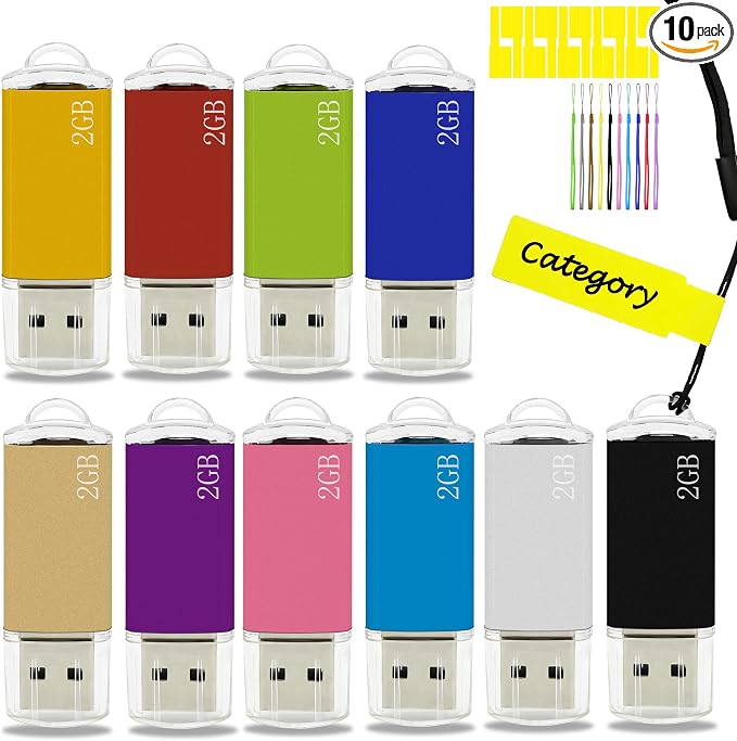 2GB USB Flash Drive 10 Pack Nicepicten USB 2.0 Thumb Drives Metal Jump Zip by NicepictenUSBFlashDrive