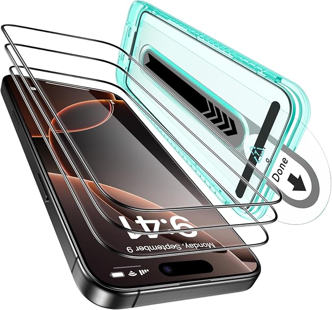 ESR 3 Pack for iPhone 16 Pro Screen Protector, Tempered Glass Film by ESR