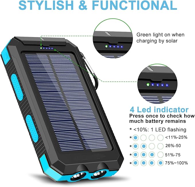 Solar Charger, 20000mAh Portable Type-C Solar Power Bank - Image 7