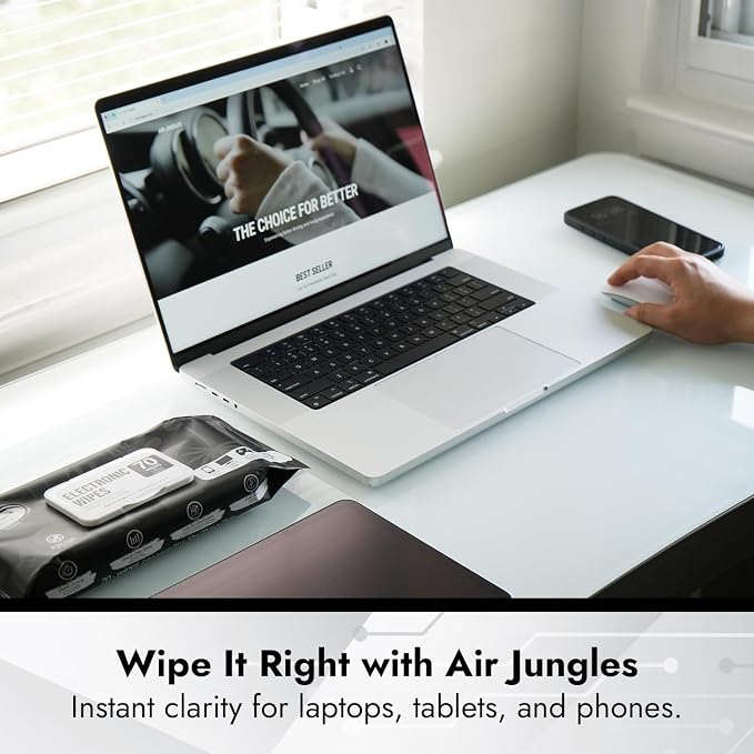Air Jungles Electronic Wipes Screen Cleaning 70 Count, Quick Dry, Extra Large - Image 6