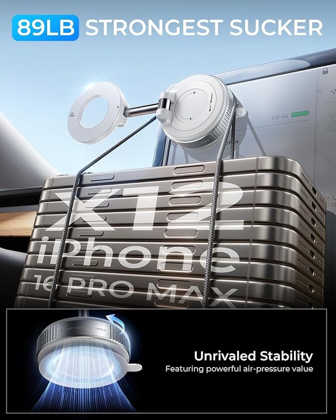MRGLAS 2025 Upgraded Vacuum Magnetic Phone Holder, - Image 3