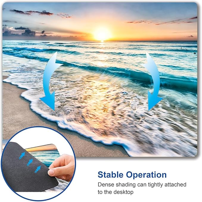 Mouse Pad, Beach Mouse Mat, Square Waterproof Non-Slip Rubber Base Computer - Image 6
