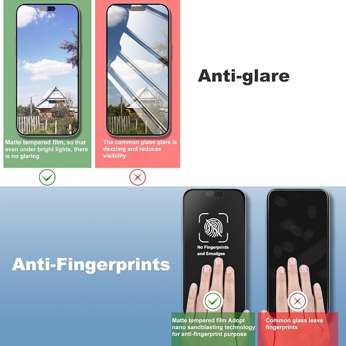 2 Pack Matte Screen Protector for iPhone 16 and 14 Pro 6.1-Inch Auto Dust - Image 5