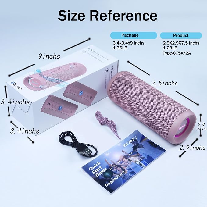 SOWO Outdoor Wireless Portable Bluetooth Speaker, IPX7 Waterproof Speaker - Image 9