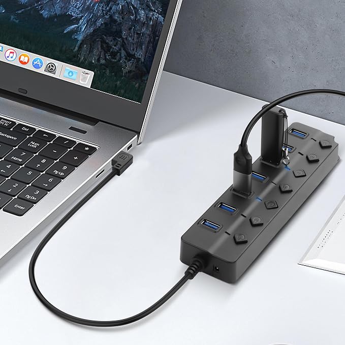 90 Degree USB Hub Splitter YACSEJAO USB 2.0 Data Hub - Image 2