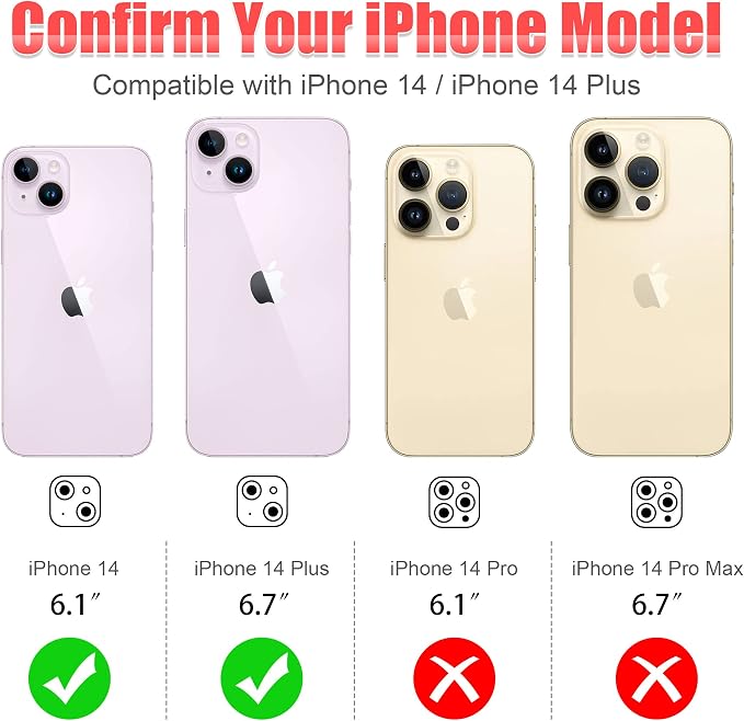 AGVEE 3+3 for iPhone 14 6.1" / 14 Plus 6.7" Camera Lens Protector, Bling - Image 2