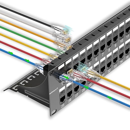 Patch Panel 48 Port Cat6a with Coupler Keystone, Cat6 Network Patch Panel 10G by Unknown