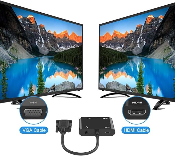 VGA to HDMI VGA Audio Video Cable Adapter Converter Splitter - Image 7