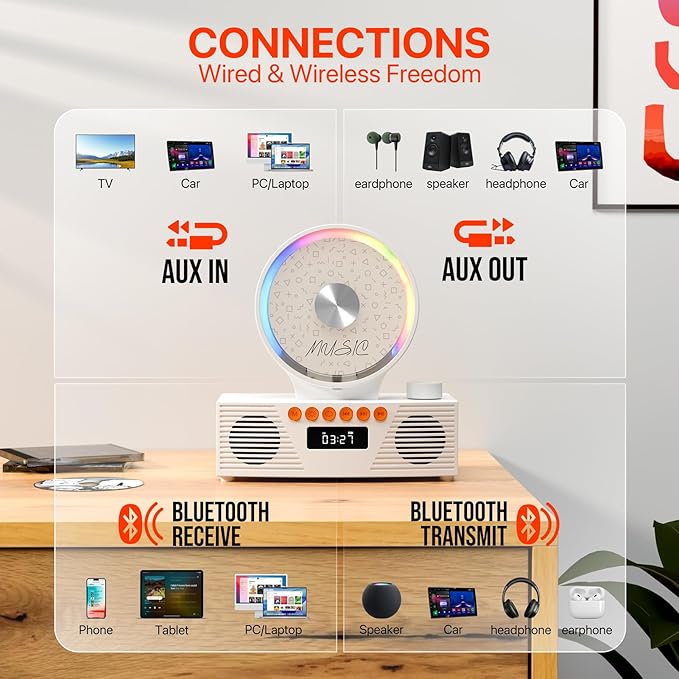 Retro Portable CD Player for Home Decor, CD Player - Image 6