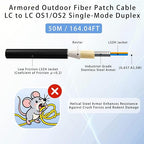 50M/164FT LC to LC Armored Outdoor Fiber Optic Cable, Single Mode Duplex - Image 2