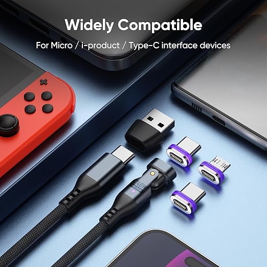 240W Rotating USBC to USB C Magnetic Data Cable, 3ft - Image 7