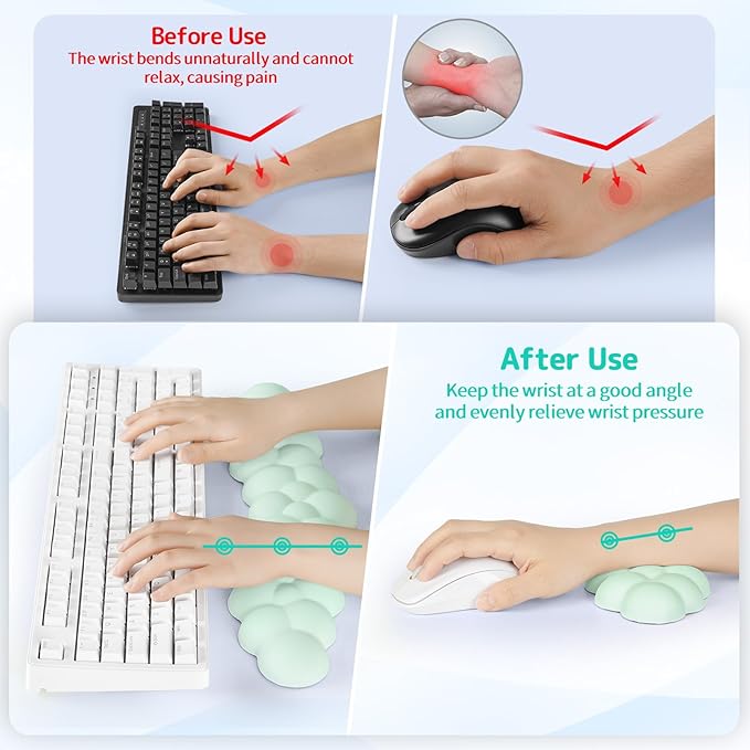 Cloud Wrist Rest for Keyboard and Mouse, Memory Foam PU Leather Keyboard Wrist - Image 3