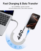 Coiled USB C to C Cable 3ft+6ft, Coiled USB C Cable - Image 5