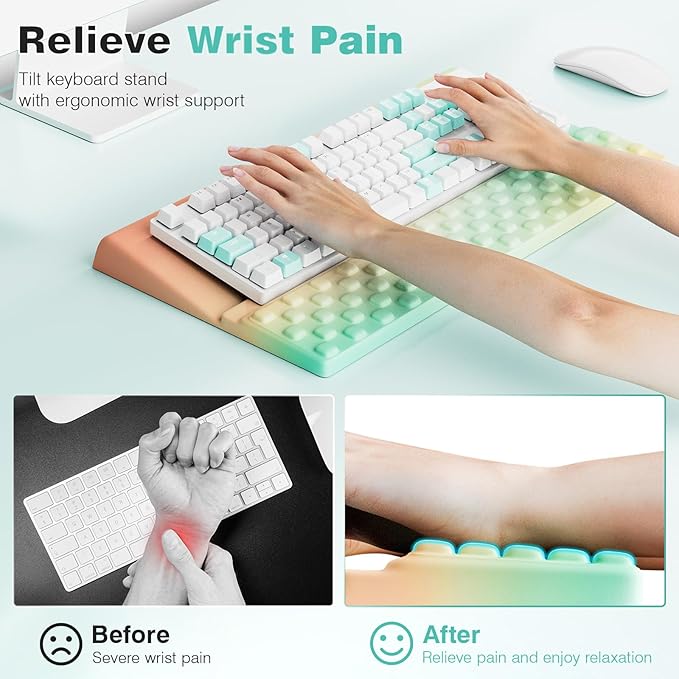 Ospelelf Ergonomic Keyboard Wrist Rest Pad Comfortable Keyboard Stand Riser - Image 2