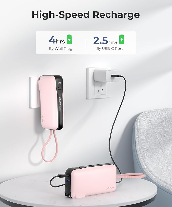 1 Pack Portable Charger with Built-in USB-C Cable & Plug, 000mAh 5V/4.5A Power - Image 8