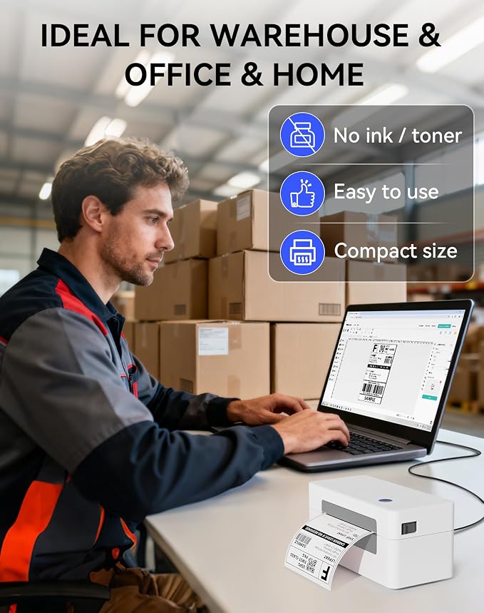 Bluetooth Thermal Label Printer, Wireless 4x6 Shipping Label Printer - Image 3