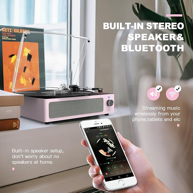 Vinyl Record Player with Speakers Turntable - Image 4