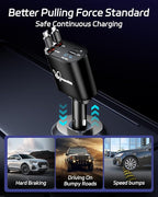 DreamBee Retractable Car Charger, 66W 4 in 1 Super Fast Charge Car Phone Charger - Image 7