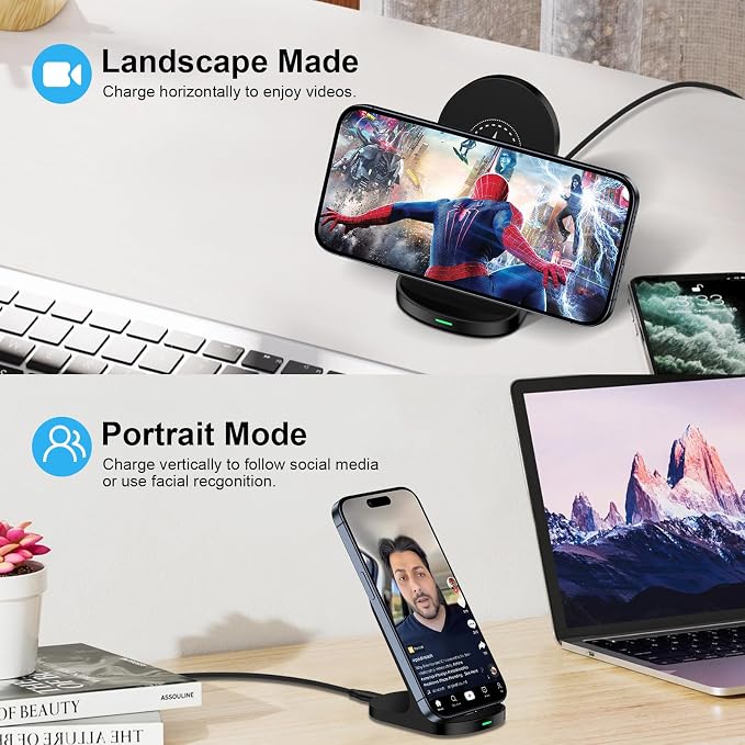 15W Fast Wireless Charger Phone Charging Stand - Image 5