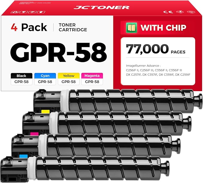 GPR-58 GPR58 High Yield Toner Cartridge 4-Pack Replacement by JCTONER