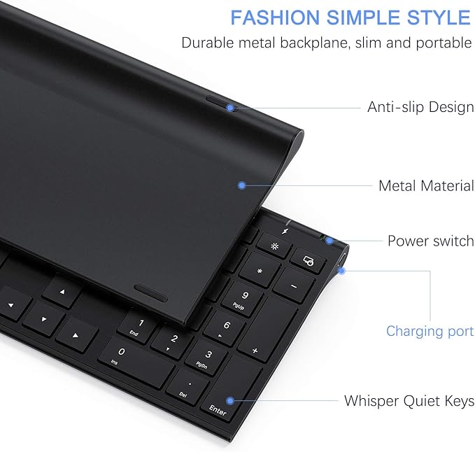 Wireless Keyboard and Mouse, Vssoplor 2.4GHz Rechargeable Compact Quiet - Image 2