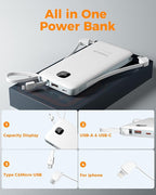 TESSAN Portable Charger with Built in Cables, 10000mAh Power Bank Fast Charging - Image 6
