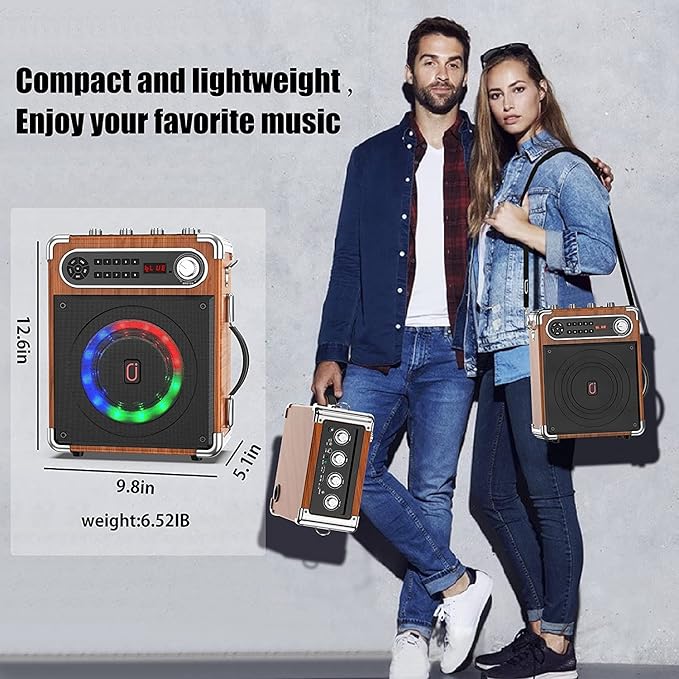 Bluetooth Speaker with Two Wireless Microphones, Outdoor Speaker with - Image 7