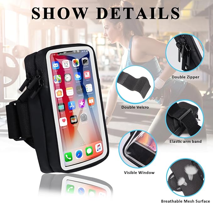 Phone Holder for Running Armband Cell Phone Holder iPhone 16 16e 15 14 13 12 11 - Image 4