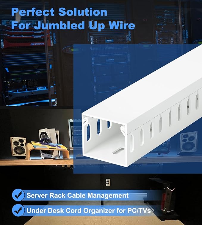 66in Professional Server Rack Cable Management Raceway, H1.4in x W1.6in Cable - Image 4