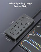 TROND 360° Rotating Flat Plug, Surge Protector Power Strip, 13AC Widely Spaced - Image 7