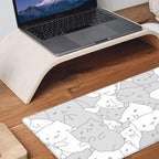 White Kawaii Cats E-Sport Mouse Pad Large Desk Mat Non-Slip Rubber Base - Image 8