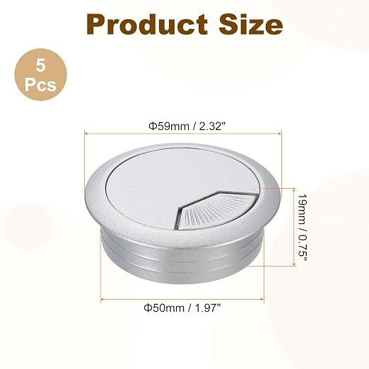 uxcell 5 Pcs 50mm Desk Grommet, Plastic Cable Hole Cover, Wire Cord Cable - Image 2
