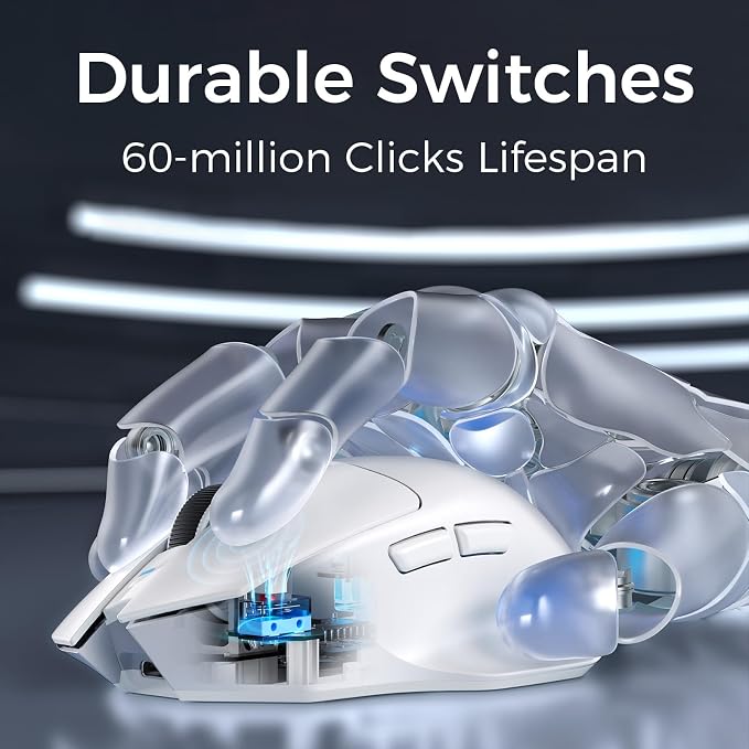 G7 Lightweight Ergonomic Wireless Mouse, PAW3311 12K DPI Sensor, Tri-Mode - Image 6