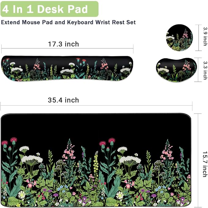 Keyboard Mouse Pad Set, Extended Mouse Pad+Keyboard Wrist Rest Support - Image 3