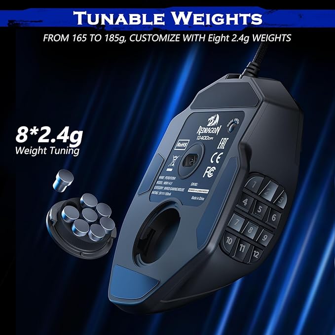 Redragon Gaming Mouse, MMO Mouse Gaming UP 12400 DPI, 19 Macro Programmable - Image 6