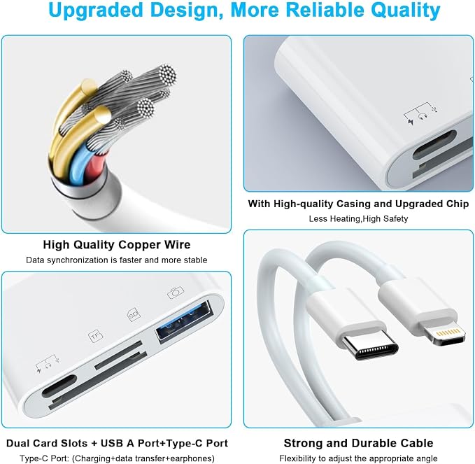 USB C Lightning SD TF Card Reader, 4-in-2 Memory Card Reader - Image 6