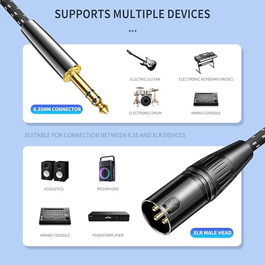 Kumiho XLR Male to 1/4 Inch 6.35mm TRS Stereo Cable Hi-Fi Balanced Bi-Shielded - Image 5