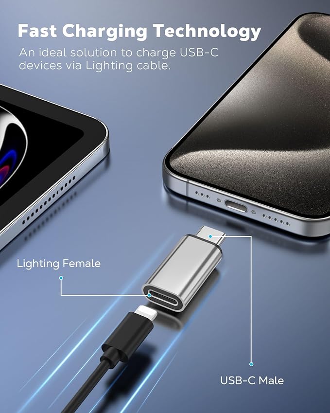 MoKo 4 Pack Lightning Female to USB C Male Adapter, USB-C Lightning Adapter - Image 3
