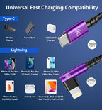 90 Degree iPhone Charger Cables 6FT, USB C to Lightning Cable 3Pack Fast - Image 8